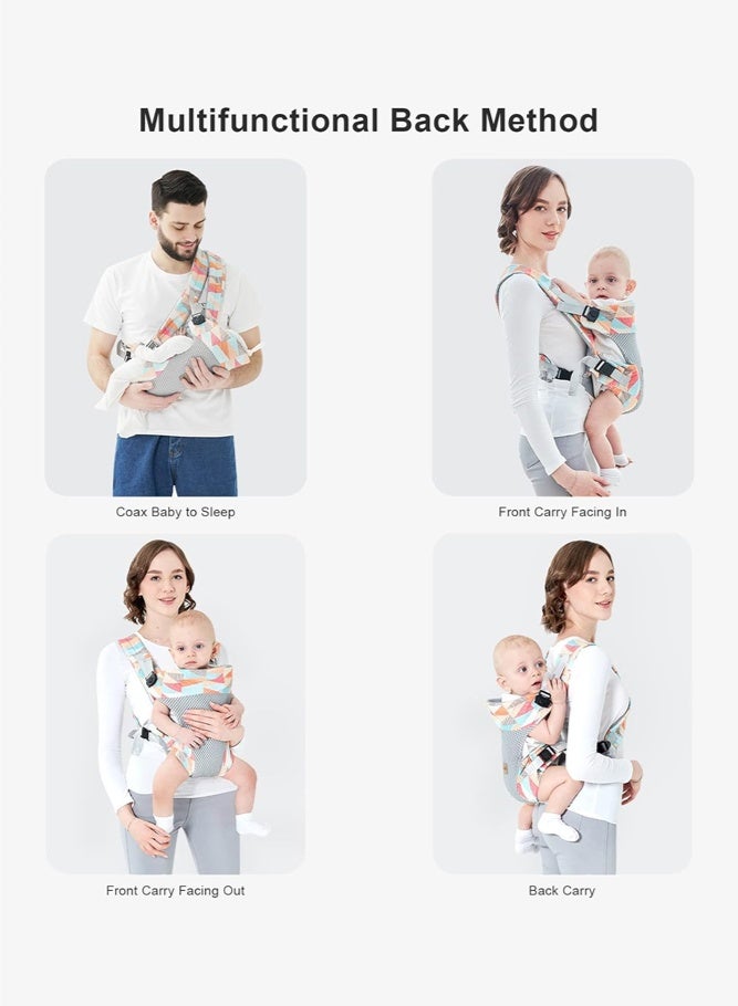 SHABILI Baby Carrier for Daily Use, Soft Cotton-Polyester Adjustable Baby Carrier With Mesh Panel, Baby Hip Carrier and Baby Wrap Carrier With Baby Hip Seat for Parents Travel and Home Care (Multicolor) - Image 2